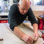 John Higgins at work in his studio 2018